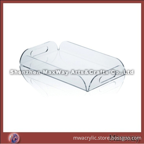 Pure Clear Square High Grade Modern Acrylic Tray with Handle
